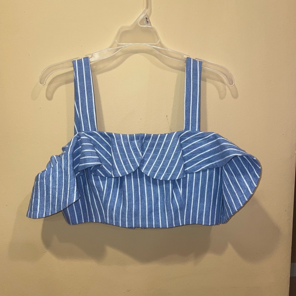 Alexis blue off the shoulder crop top size medium